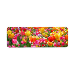 Gult rosa orange röda tulpaner returadress etikett