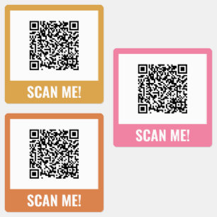 Gult Rosa Orange Skanna mig! QR-kod Klistermärke