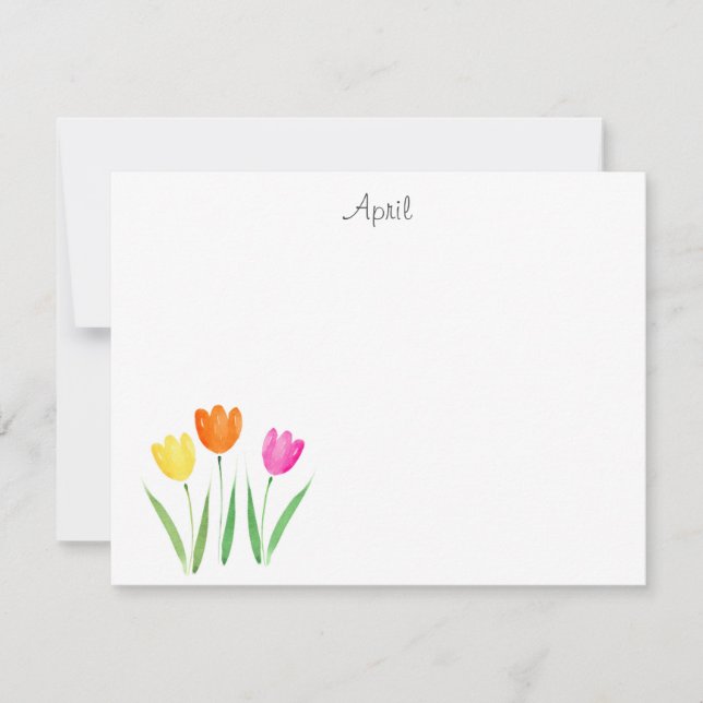 Gult, Rosa, Orange vattenfärgstupplur Anteckningskort (Framsida)