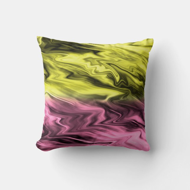 Gult Rosa Oskarp Marble Mönster Kudde (Framsida)