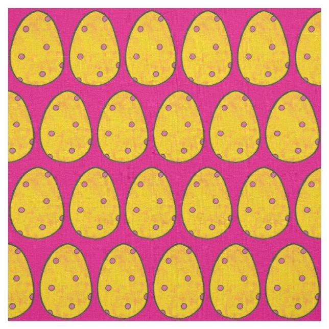 Gult Rosa Polka Dot Påskägg Hunt Springtime Tyg (Provkarta)