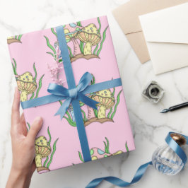 Gult Rosa Pop Art Stil Retro Mushroom Birthday Presentpapper