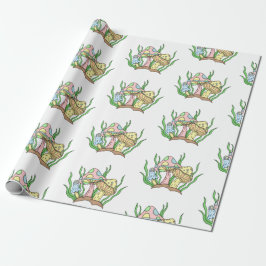 Gult Rosa Pop Art Stil Retro Mushroom Birthday Presentpapper