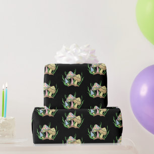 Gult Rosa Pop Art Stil Retro Mushroom Birthday Presentpapper