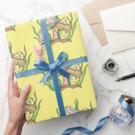 Gult Rosa Pop Art Stil Retro Mushroom Birthday Presentpapper