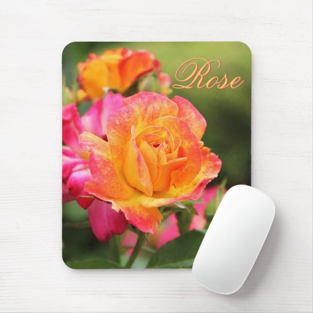 Gult Rosa ros Mousepad Musmatta (Med mus)