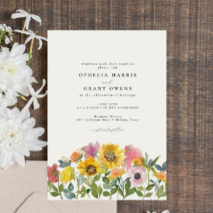 Gult Rosa Solros Wildblomme Garden Wedding Wedding Inbjudningar