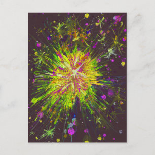 Gult Rosa Star Acrylic Art Splatter Painting Vykort
