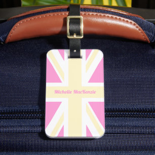 Gult & Rosa UK Flagga / Union Jack PERSONLIG Bagagebricka
