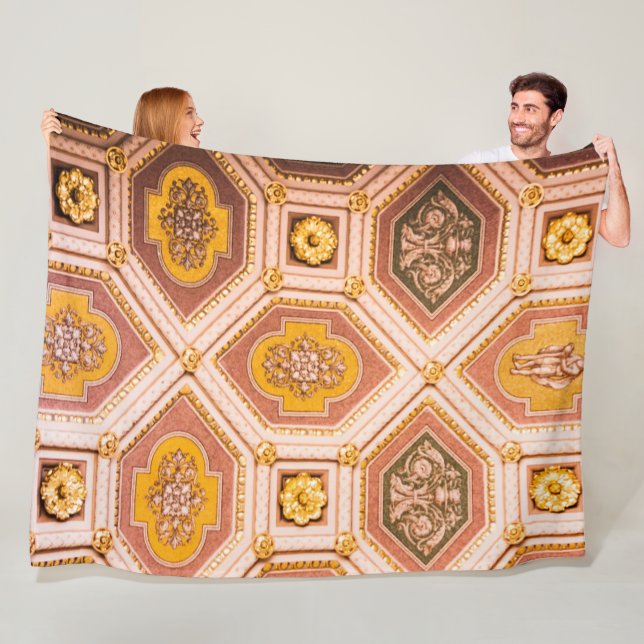 Gult Rosa Ungerskt tak Fleecefilt (På plats)