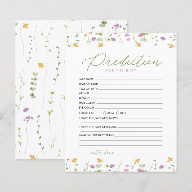 Gult Rosa Wildblomförutsägelse för spel i Baby (Fram/baksida)