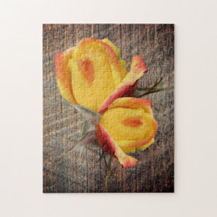 Gult Rosenknopp Flowers på Barnboard Pussel