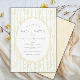 Gult Rosett band & Rand Vintage Baby Shower för Inbjudningar