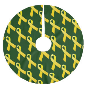 Gult Rosett band Tiled Mönster Julgransmatta Borstad Polyester