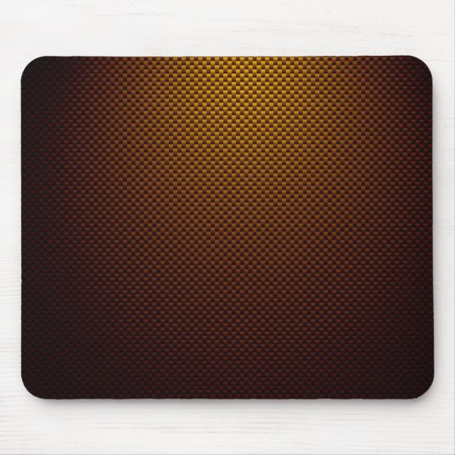 Gult rost svart kolfiber mönstrad musmatta (Framsidan)