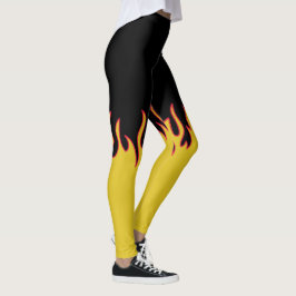 Gult-, rött- och svartflamma leggings
