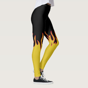 Gult-, rött- och svartflamma leggings