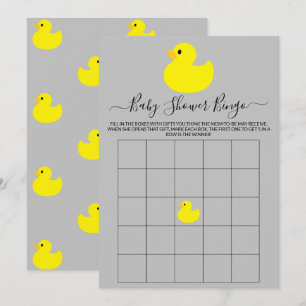 Gult Rubber Anka Baby Shower Bingo Card Inbjudningar