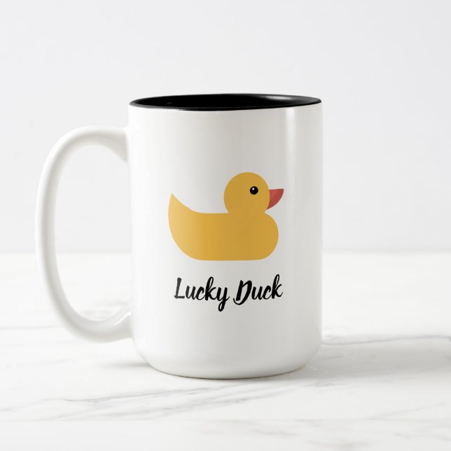 Gult Rubber Anka Bath Lucky Anka Två-Tonad Mugg (Vänster)
