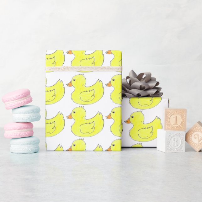 Gult Rubber Anka Bathtub Leksak Ducky Duckies Skri Presentpapper (Baby Shower)