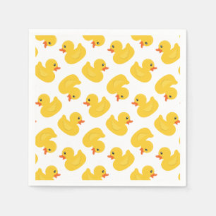 Gult Rubber Anka Napkins - Baby Shower & Birthda Pappersservett