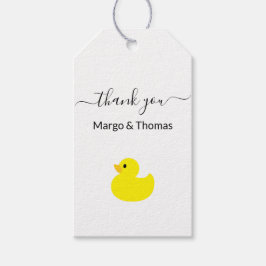 Gult Rubber Anka Tack Gift Märkres Presentetikett