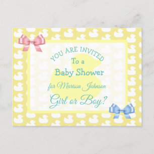 Gult Rubber Duckie Baby'Shower-inbjudan Vykort