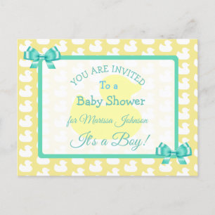 Gult Rubber Duckie Baby'Shower-inbjudan Vykort