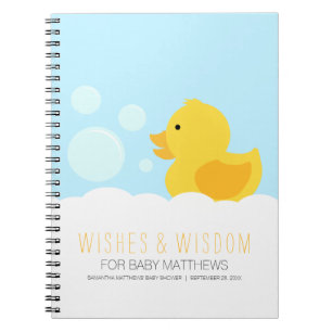 Gult Rubber Ducky Baby Shower Guest Bok Anteckningsbok Med Spiral