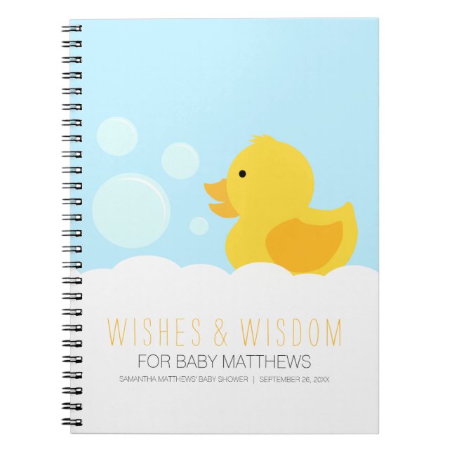 Gult Rubber Ducky Baby Shower Guest Bok Anteckningsbok Med Spiral (Framsidan)