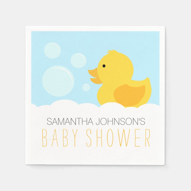Gult Rubber Ducky Bubble Bath Baby Shower Pappersservett (Framsidan)