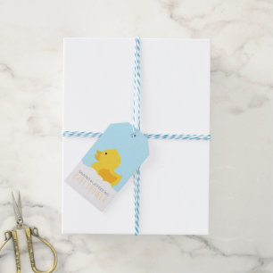 Gult Rubber Ducky Bubble Bath Baby Shower Presentetikett