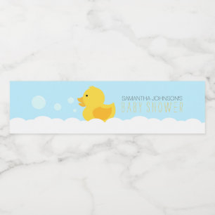 Gult Rubber Ducky Bubble Bath Baby Shower Vattenflaskor Etikett