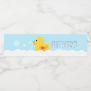 Gult Rubber Ducky Bubble Bath Girls Baby Shower Vattenflaskor Etikett