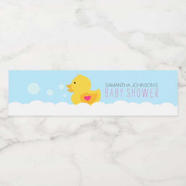 Gult Rubber Ducky Bubble Bath Girls Baby Shower Vattenflaskor Etikett (Singel etikett)
