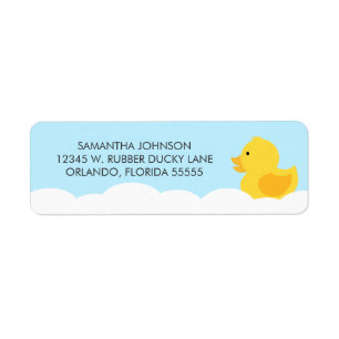 Gult Rubber Ducky Bubble Bath Returadress Etikett