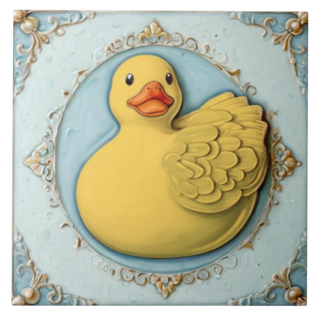 Gult Rubber Ducky Cute Anka Duckie Leksak Bathroom Kakelplatta (Framsidan)