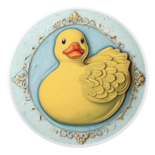 Gult Rubber Ducky Cute Anka Duckie Leksak Bathroom Knopp (Framsidan)