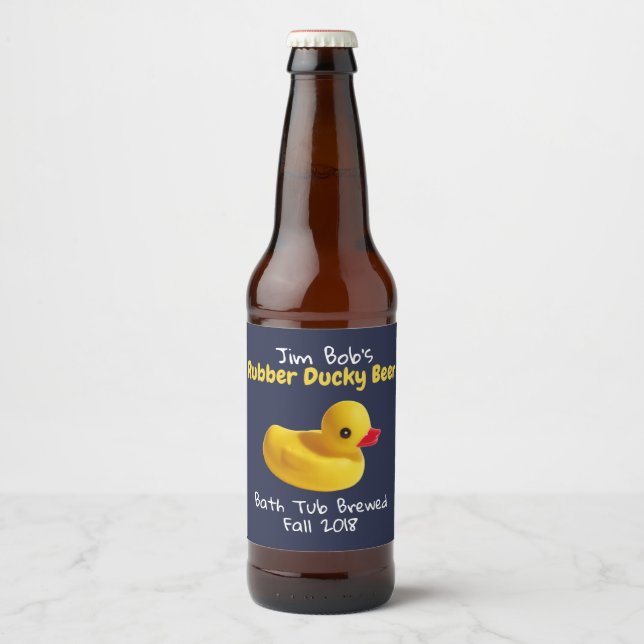 Gult Rubber Ducky Funny Anpassningsbar Beer-etiket Ölflaska Etikett (Framsida)