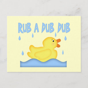 Gult Rubber Ducky Rub A Dub Dub Vykort