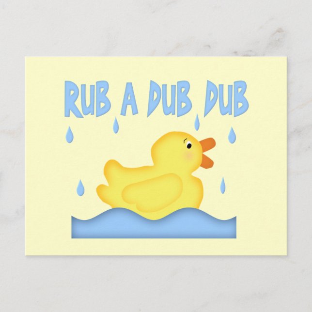 Gult Rubber Ducky Rub A Dub Dub Vykort (Framsida)