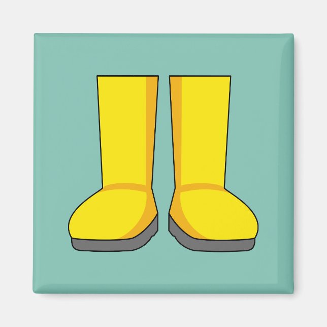Gult Rubber Rain Boots Magnet (Framsidan)