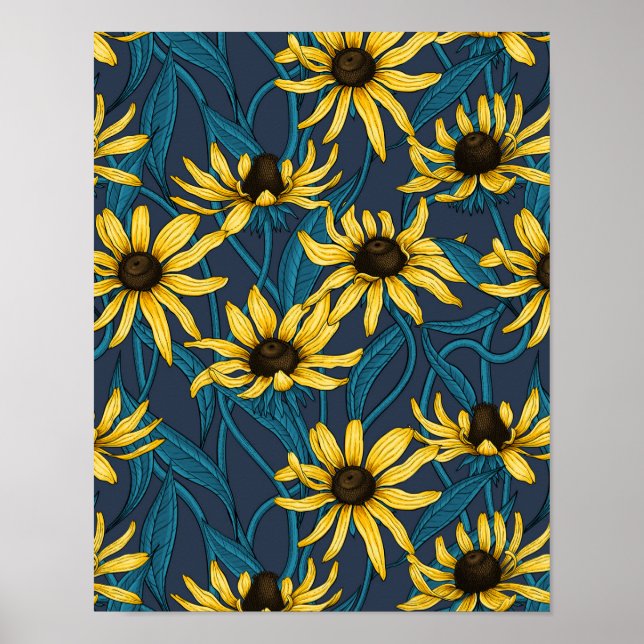 Gult Rudbekia på flottan Poster (Framsidan)