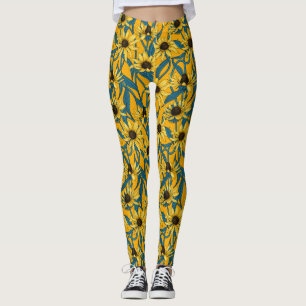 Gult Rudbekia på gult Leggings