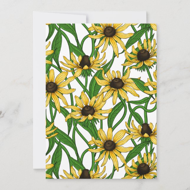 Gult Rudbekia på vitt (Framsida)