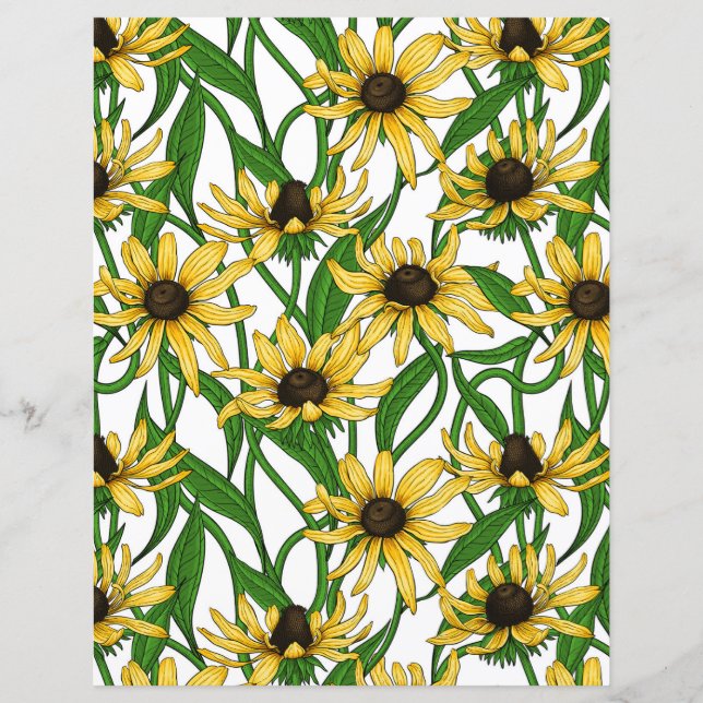 Gult Rudbekia på vitt (Framsida)