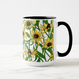 Gult Rudbekia på vitt Mugg