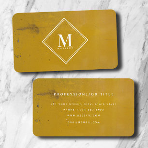 Gult Rust Metallic Struktur Monogram Initial Visitkort