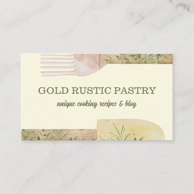 Gult Rustic Pastry bakverk Visitkort (Framsida)