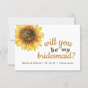 Gult Rustic solros. Kommer du att bli min bride In Inbjudningar